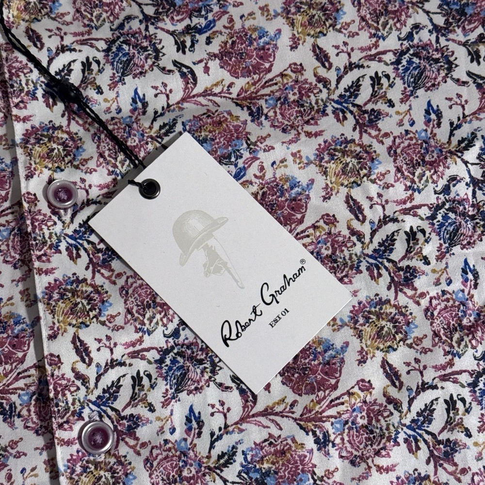 Robert Graham Renwood Floral Long Sleeve Shirt Stretch Classic Fit Men's Large L